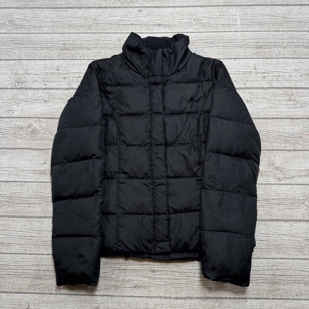 Eddie Bauer Puffer Jacket Women's Small Black Goose Down Quilted Classic Outdoor